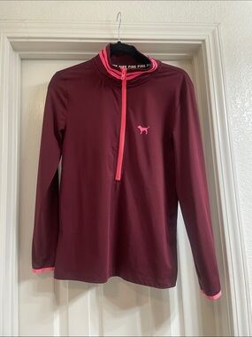 PINK Victoria's Secret Burgundy Pullover with Pink Trim size medium